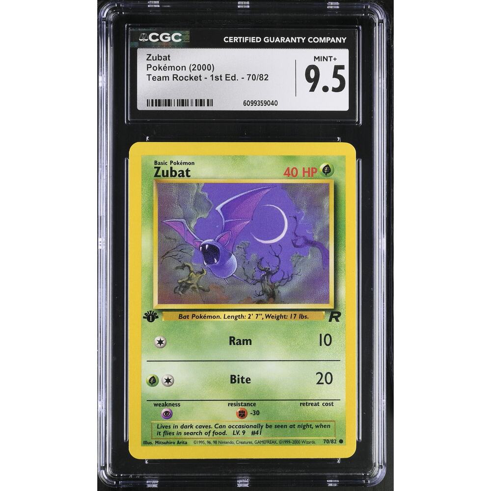 CGC 9.5 MINT+ Zubat 1st Edition 70/82 Pokémon 2000 Team Rocket Non Holo (PSA)